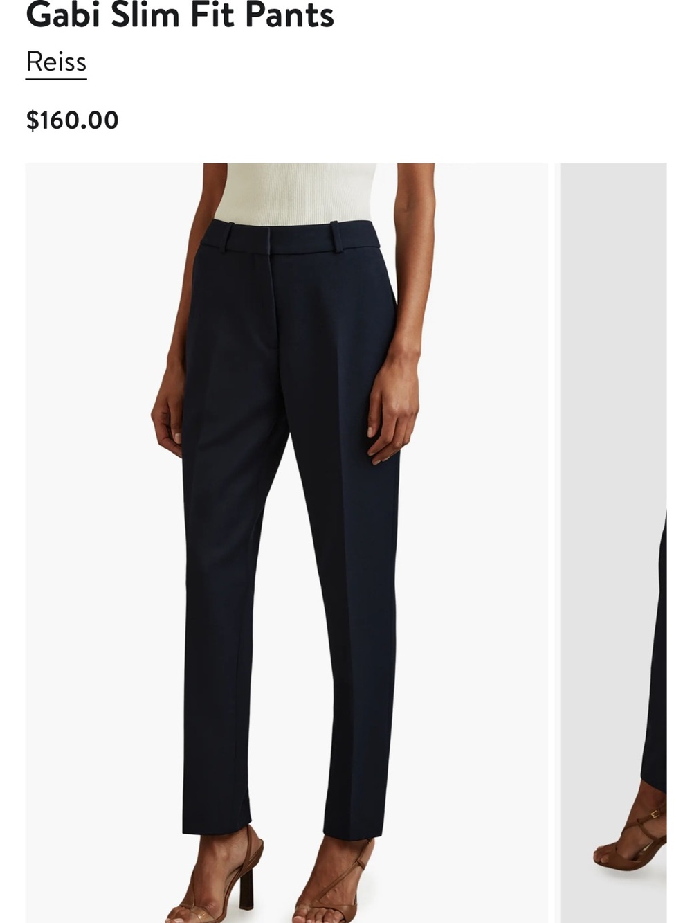 Reiss Navy Gabi Slim Fit Trousers